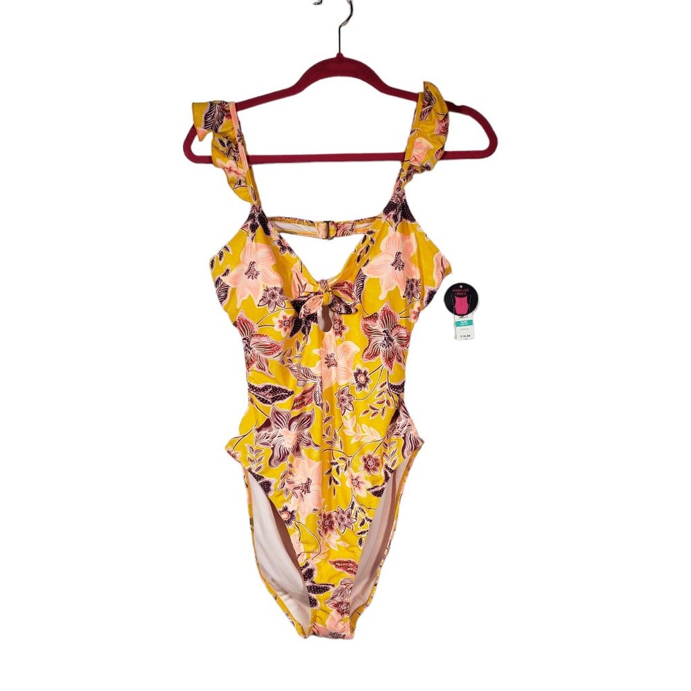 No Boundaries Junior 15/17 Yellow One-Piece Bathing Suit Swimwear NWT